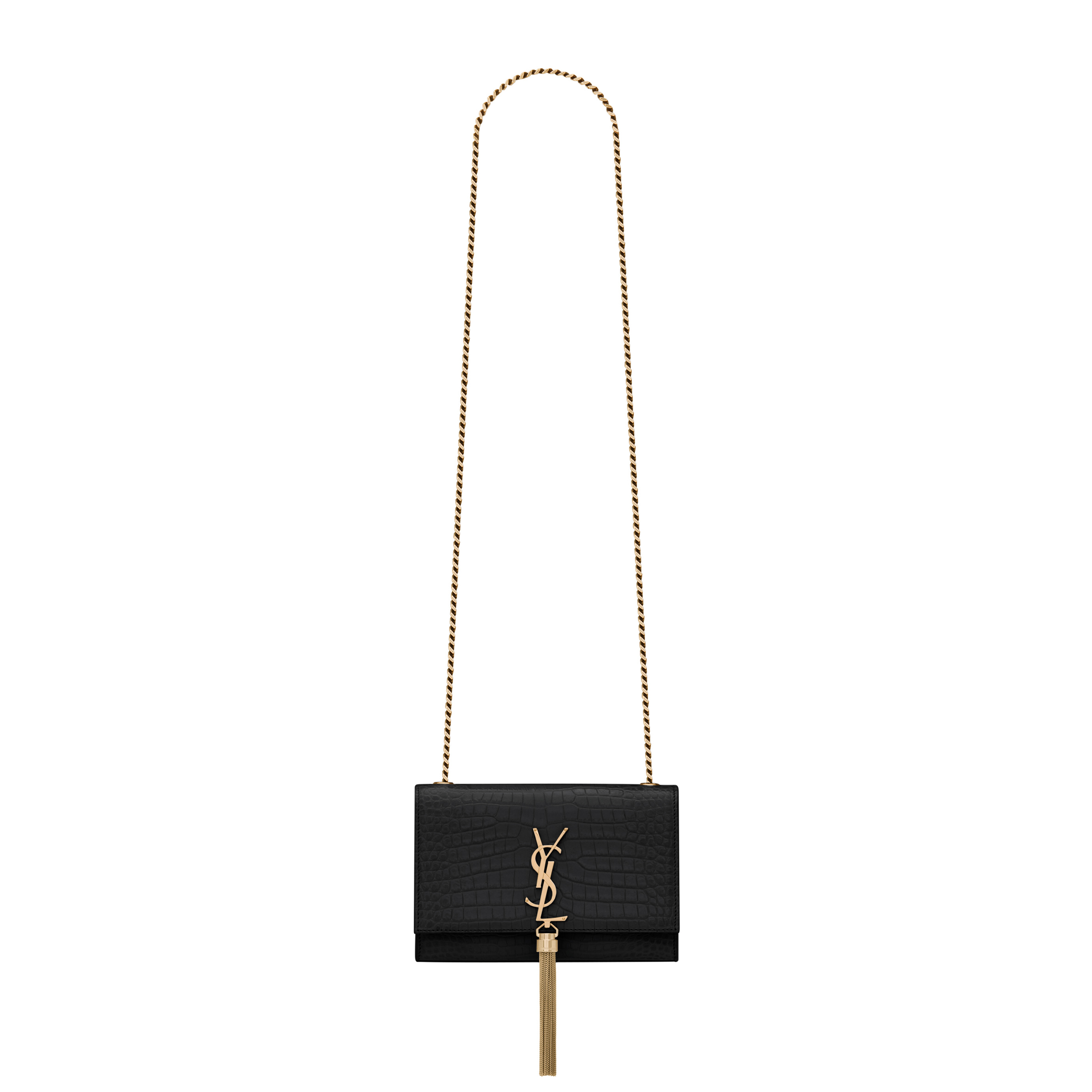 YSL KATE SMALL TASSEL IN CROCODILE-EMBOSSED LEATHER 474366DND0J1000 (20*12.5*5cm) YSL KATE SMALL TASSEL IN CROCODILE-EMBOSSED LEATHER 474366DND0J1000 (20*12.5*5cm)